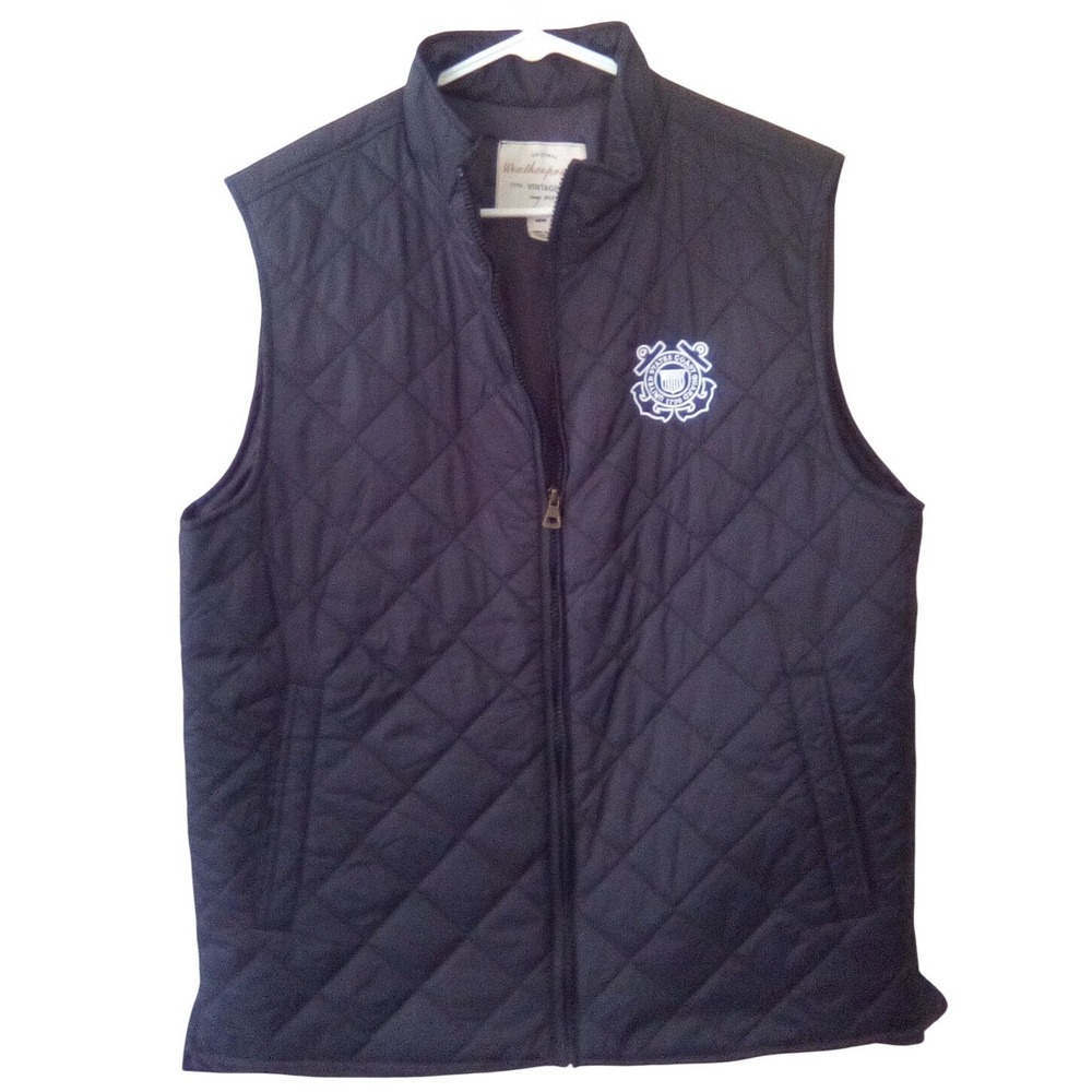 Weatherproof Vintage Mens Navy Blue US‎ Coast Guard Quilted Puffer Vest Size M